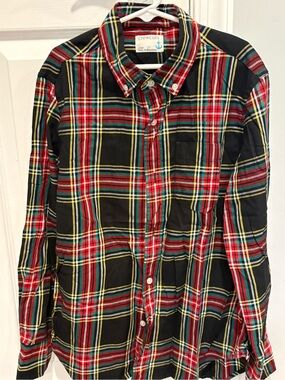 Crewcuts Black, Red & Yellow Plaid Button-Down Shirt Size 10